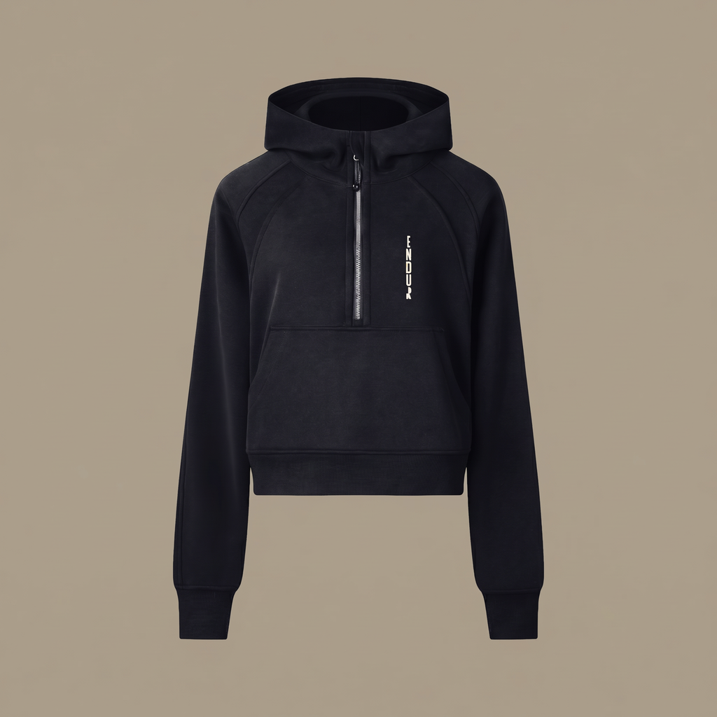 Cropped Half-Zip Hoodie — front