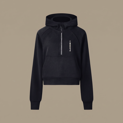 Cropped Half-Zip Hoodie — front