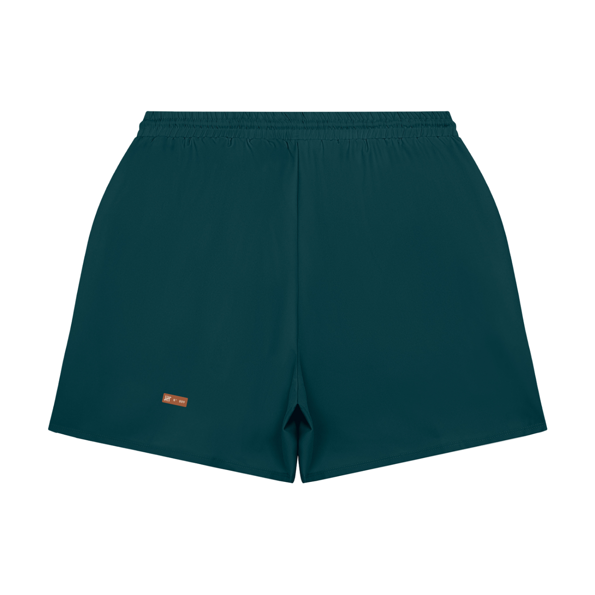 Liner Run Shorts — Black & Deep Teal, flat product view