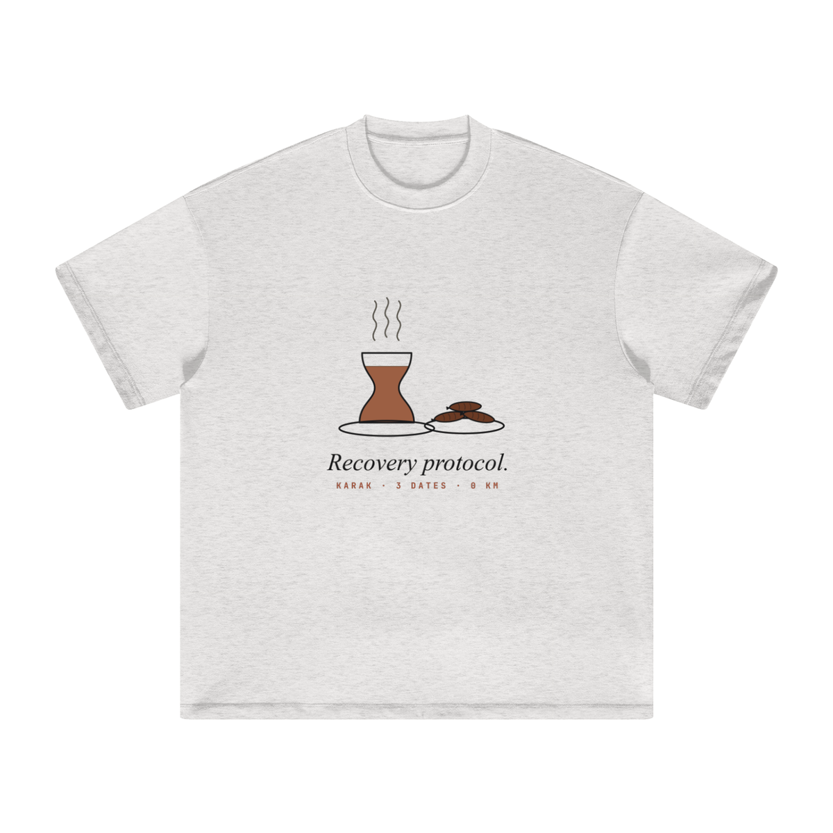 Recovery Protocol Tee — Milk Tea & Oat Gray, flat product view