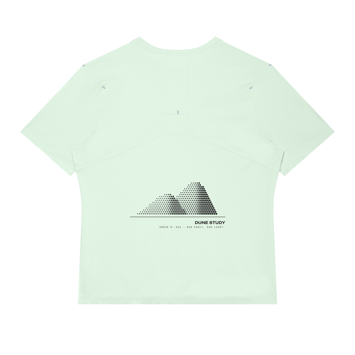 Dune Dots Run Tee — Light Green & Light Apricot, flat product view