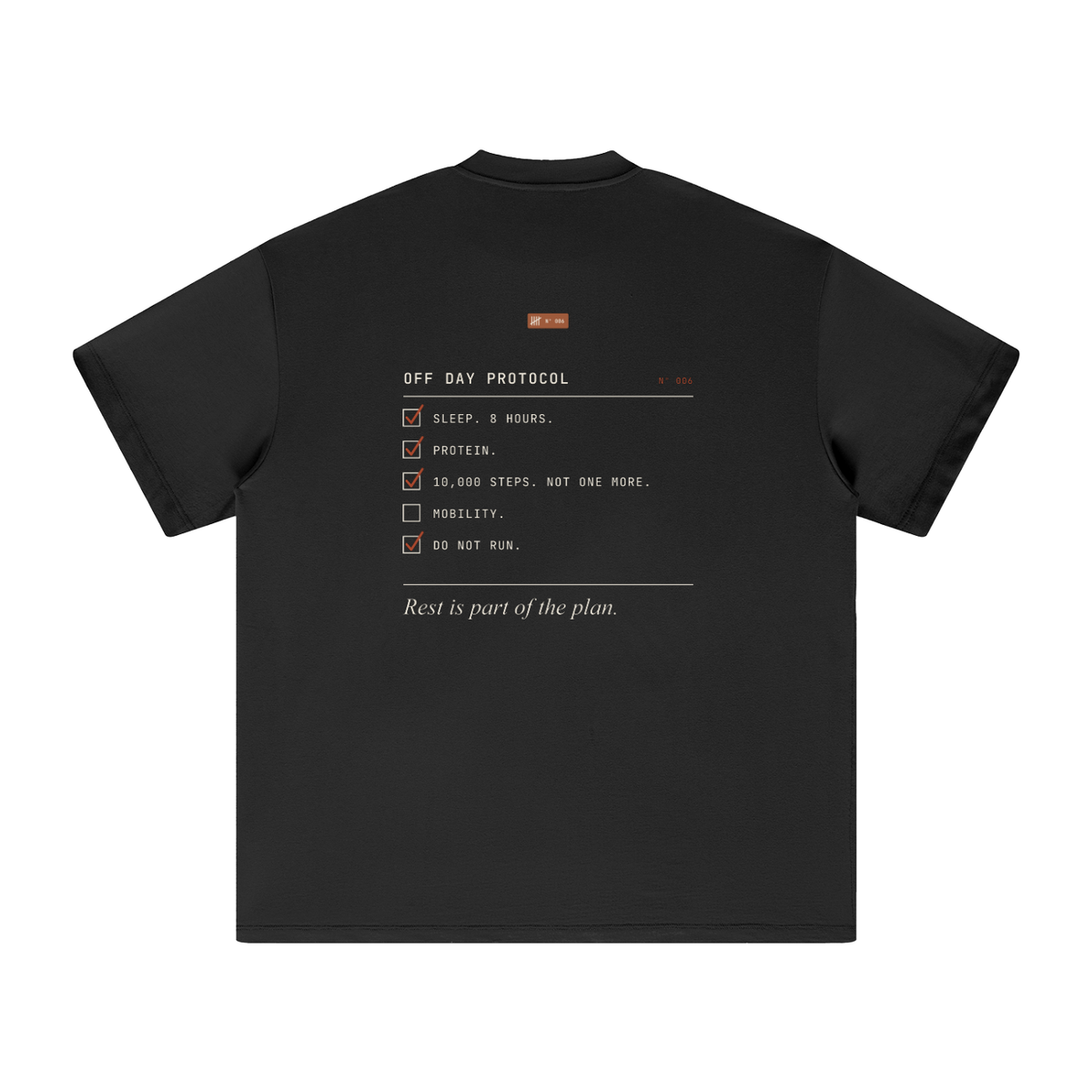 Off Day Protocol Tee — Black, flat product view