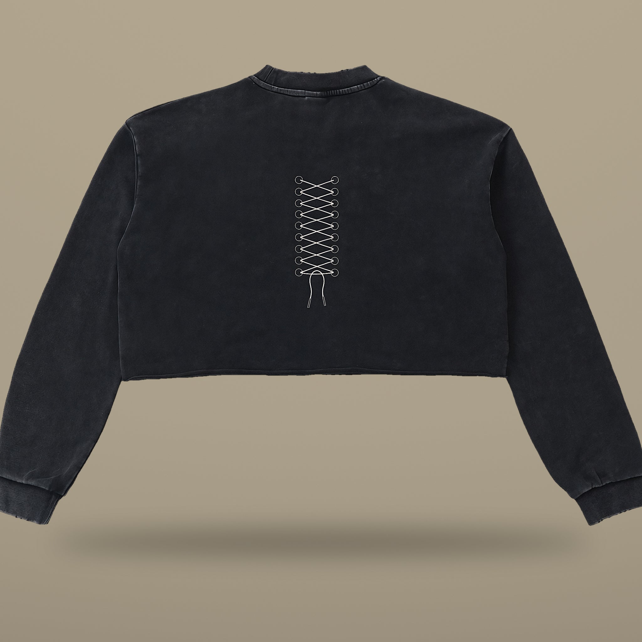 Snow Wash Raw Edge Crop Sweatshirt