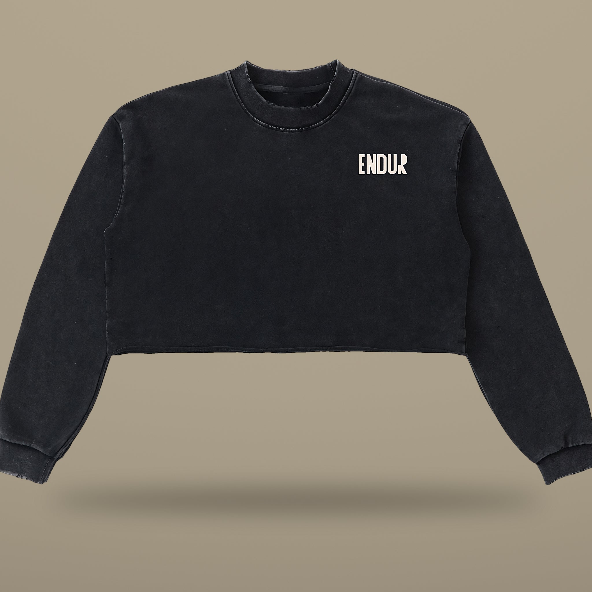 Snow Wash Raw Edge Crop Sweatshirt