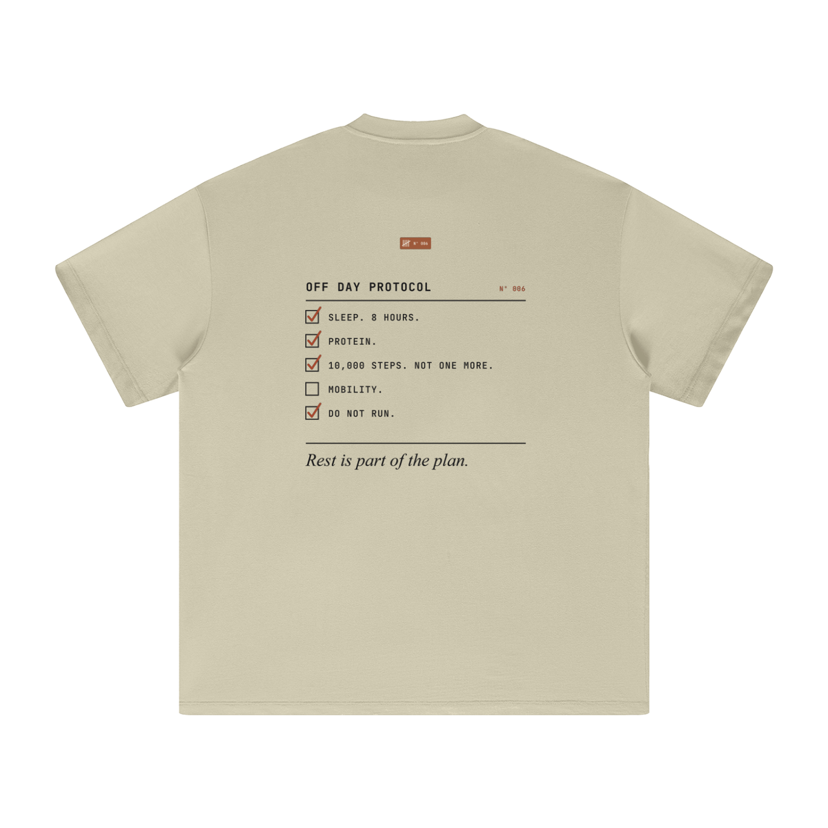 Off Day Protocol Tee — Sand, flat product view
