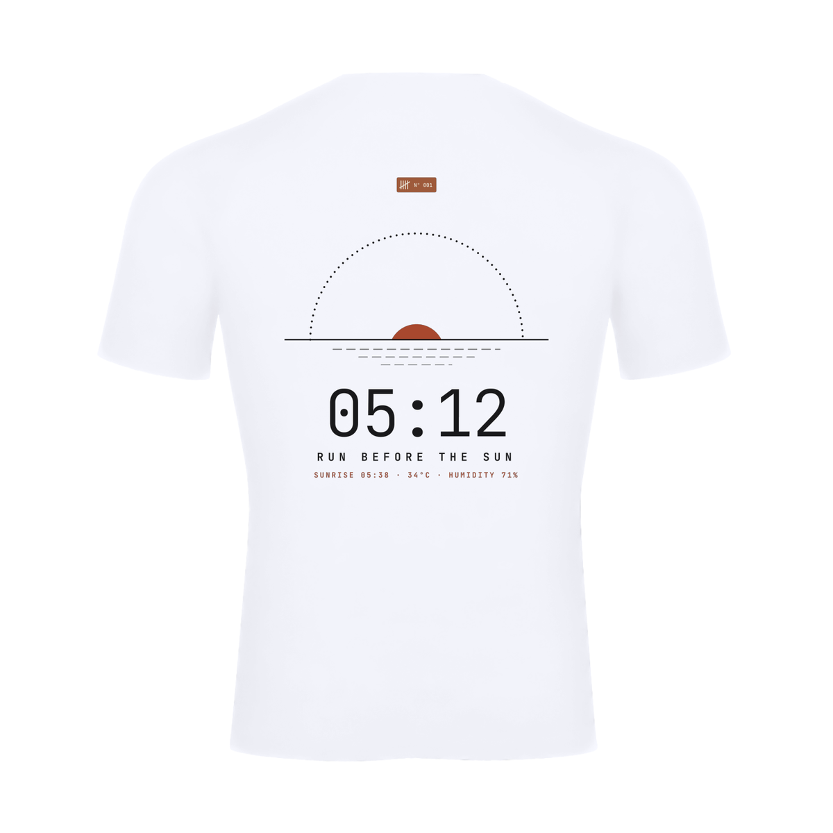 Before The Sun Run Tee — White, flat product view