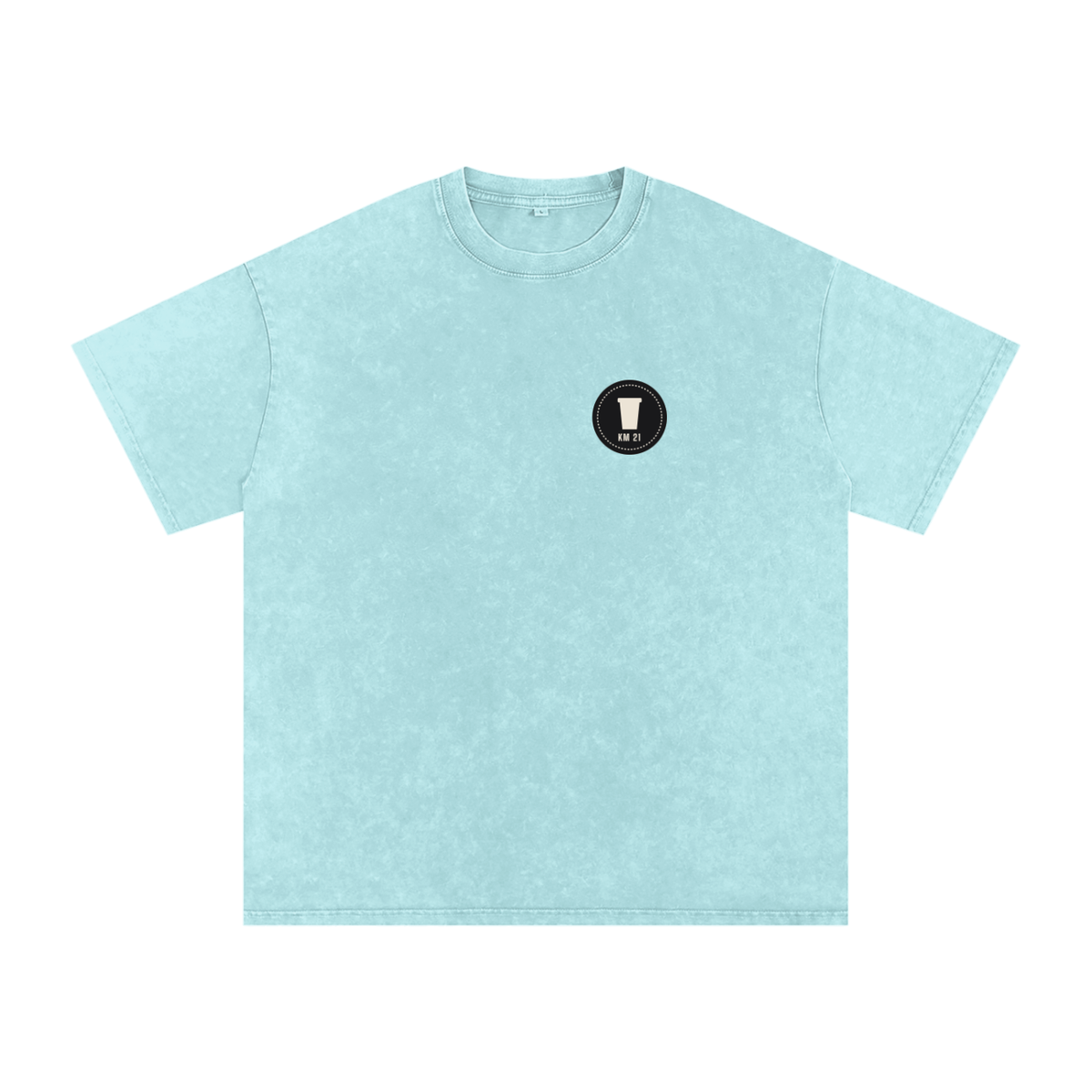Aid Station Oversized Tee — Orange & Water Blue, flat product view