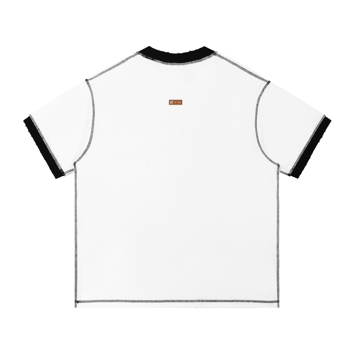Running Club Ringer Tee — White with Black, flat product view