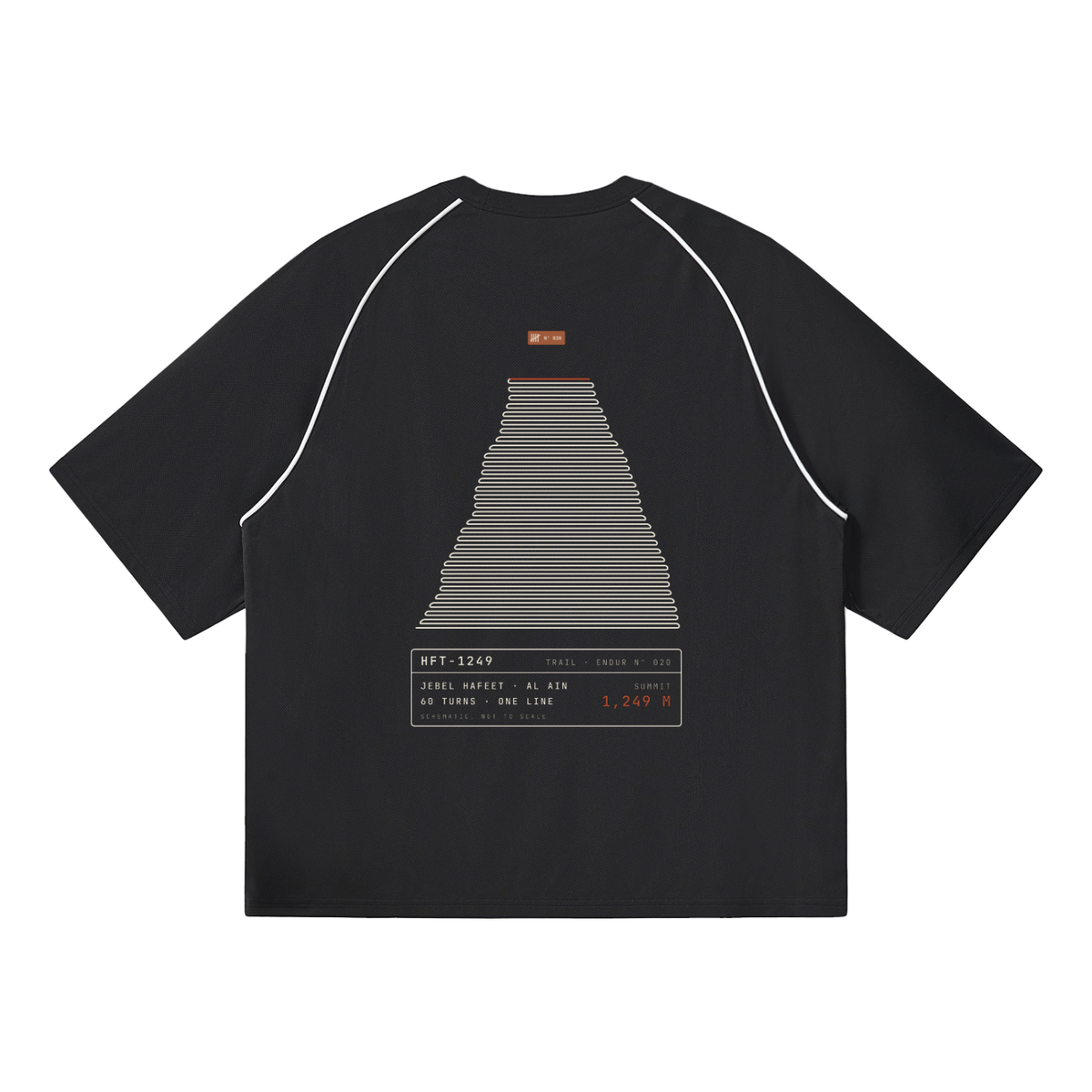 Hafeet Trail Tee HFT-1249 — Black & Dark Gray, flat product view