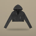 Washed Raw Edge Crop Hoodie