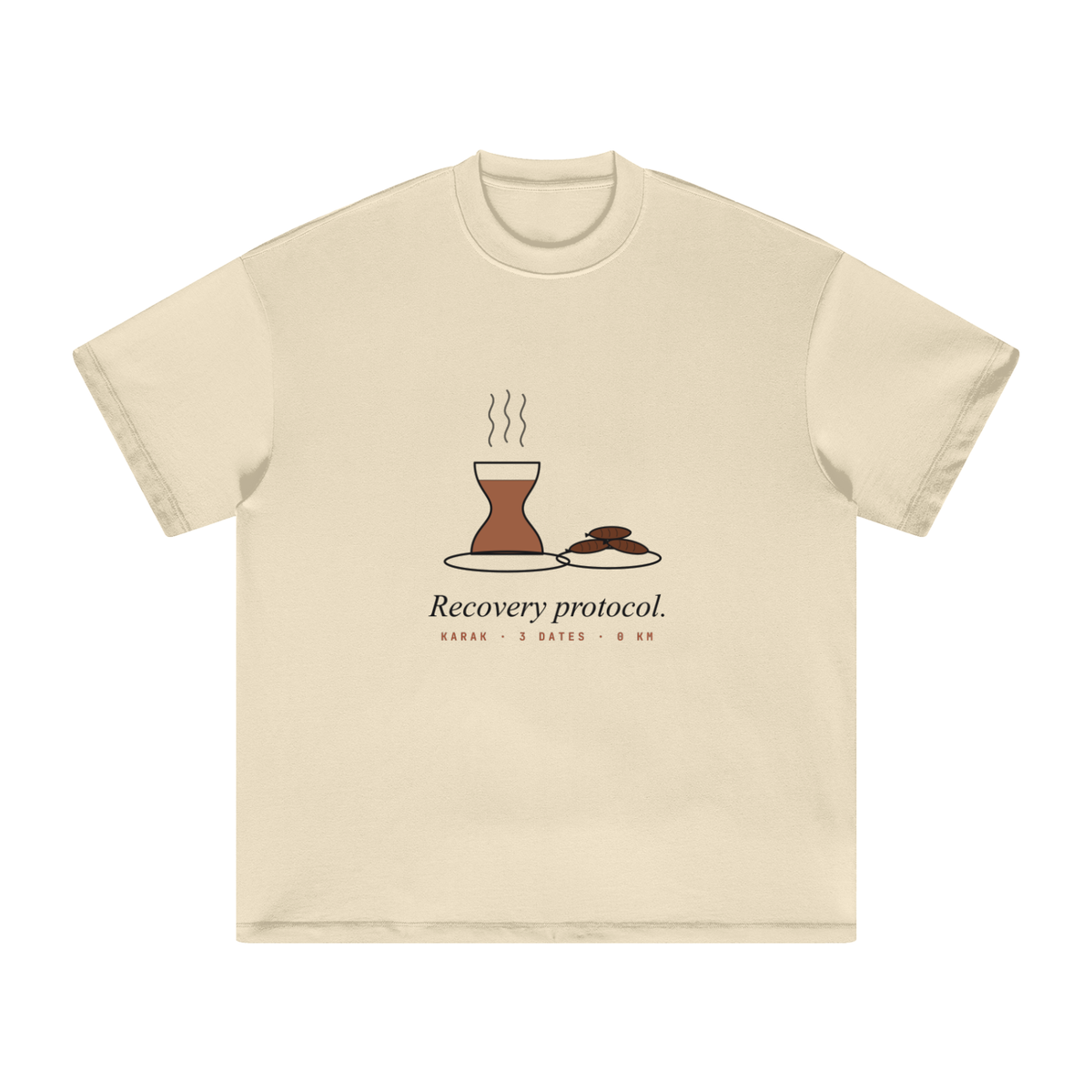 Recovery Protocol Tee — Milk Tea & Oat Gray, flat product view