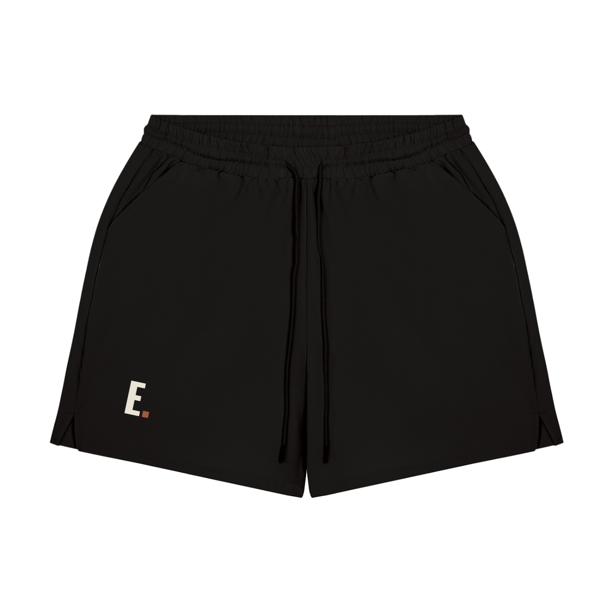 Liner Run Shorts — Black & Deep Teal, flat product view
