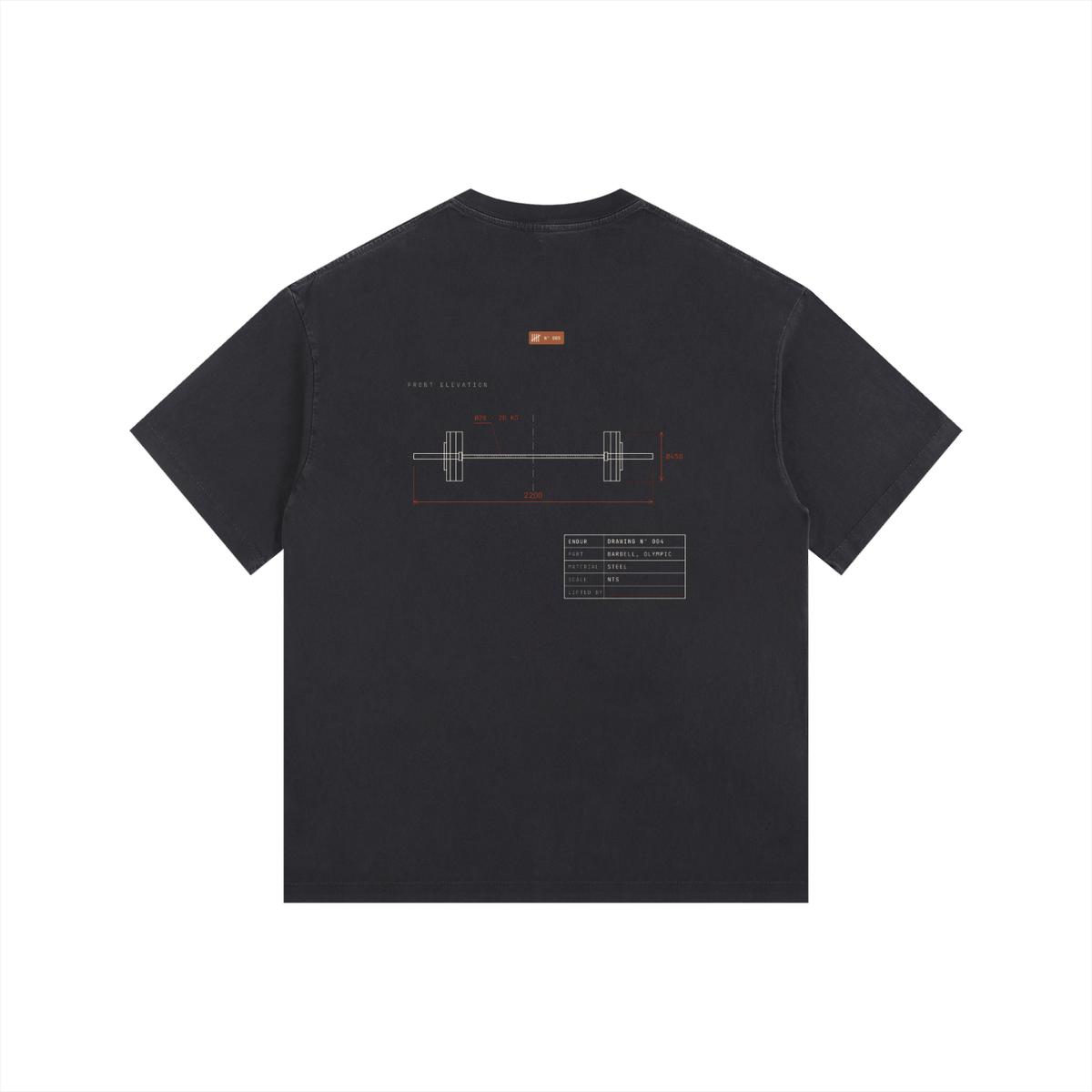 Load Drawing Oversized Tee — Black, flat product view