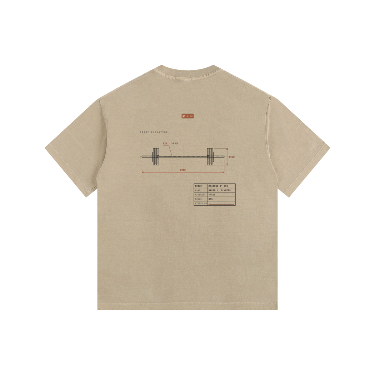 Load Drawing Oversized Tee — Khaki, flat product view