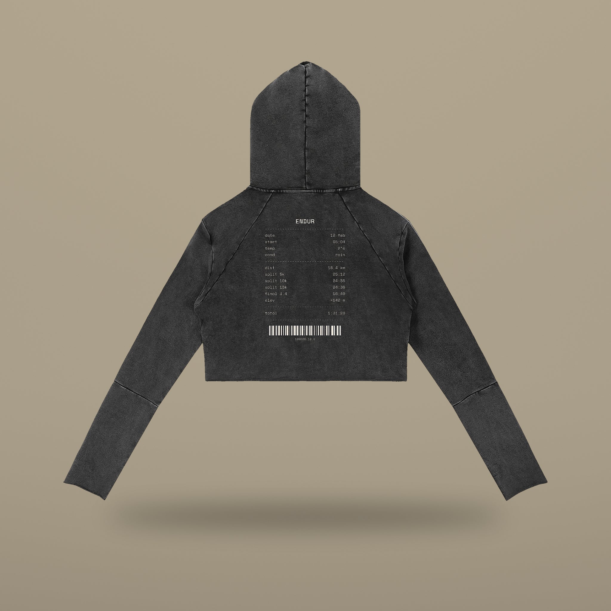 Washed Raw Edge Crop Hoodie