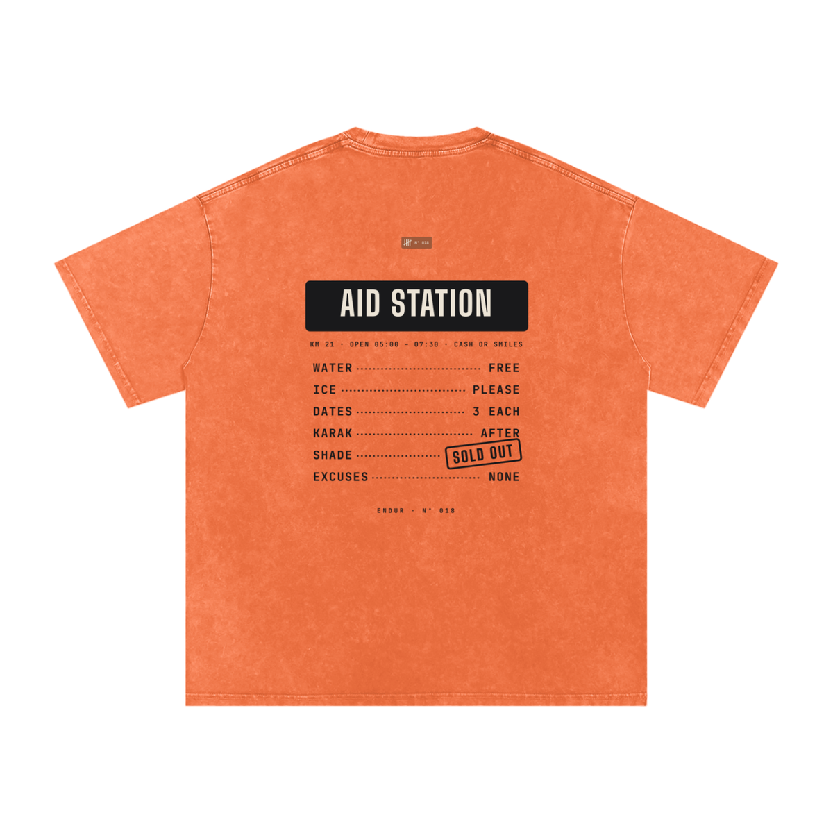 Aid Station Oversized Tee — Orange & Water Blue, flat product view