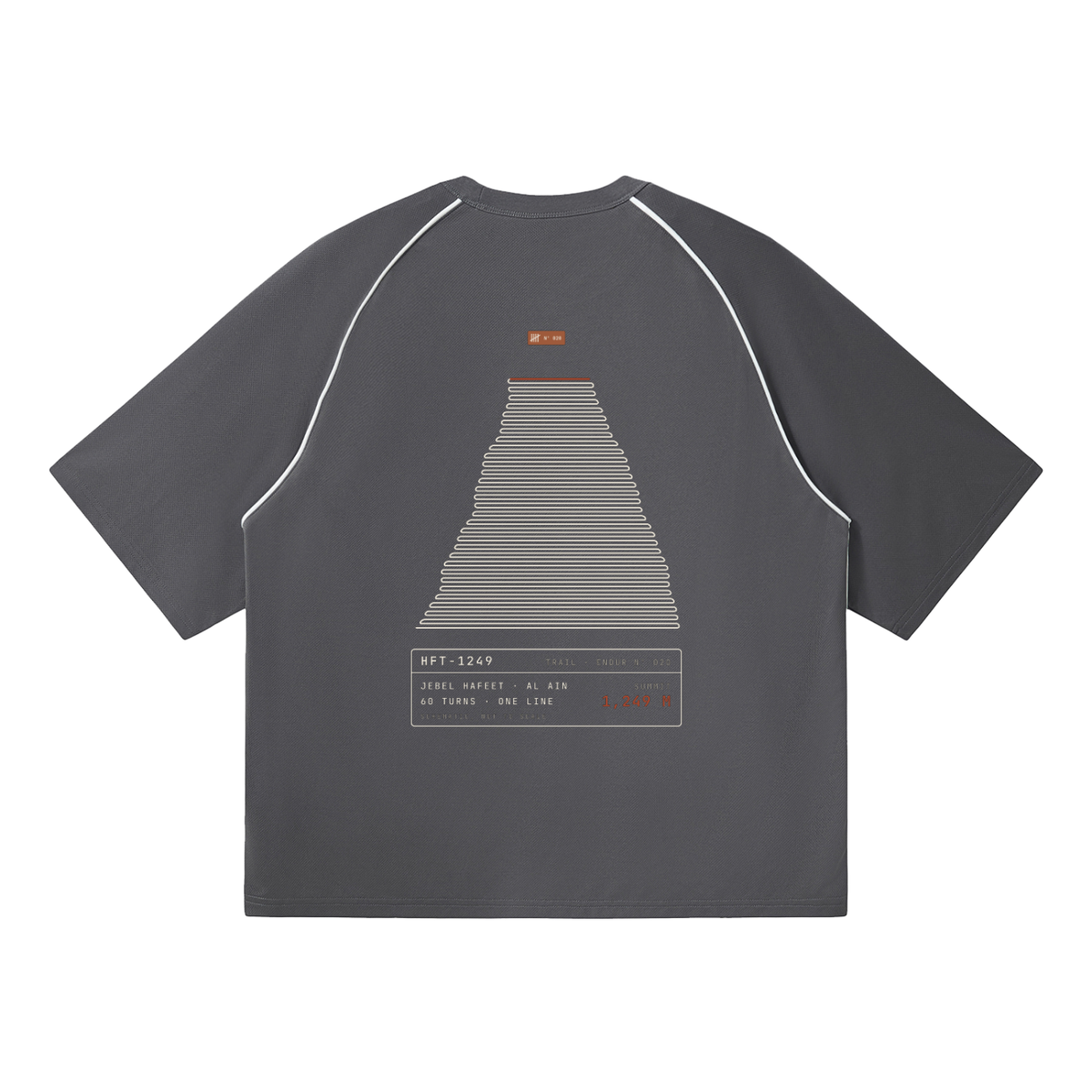 Hafeet Trail Tee HFT-1249 — Black & Dark Gray, flat product view