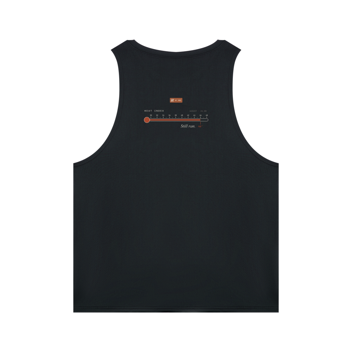 Heat Index Singlet — Black, flat product view