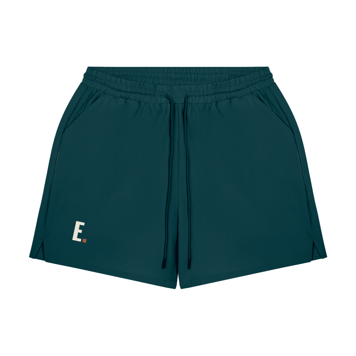 Liner Run Shorts — Black & Deep Teal, flat product view