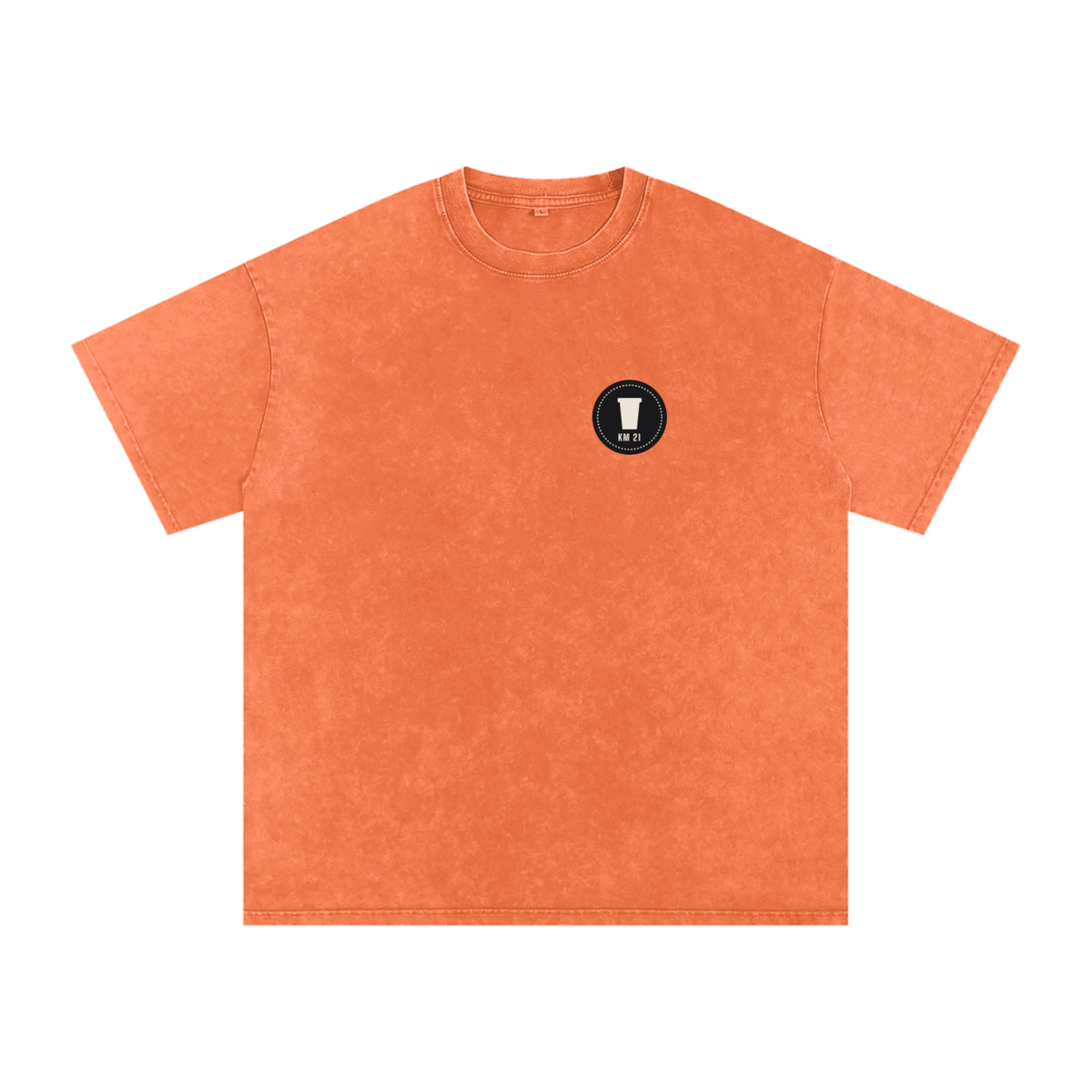 Aid Station Oversized Tee — Orange & Water Blue, flat product view