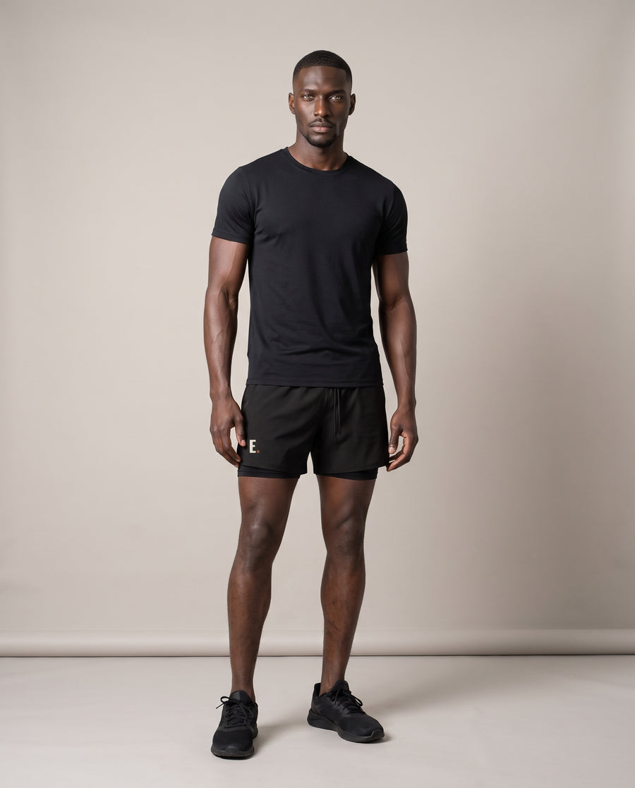 Liner Run Shorts — Black & Deep Teal