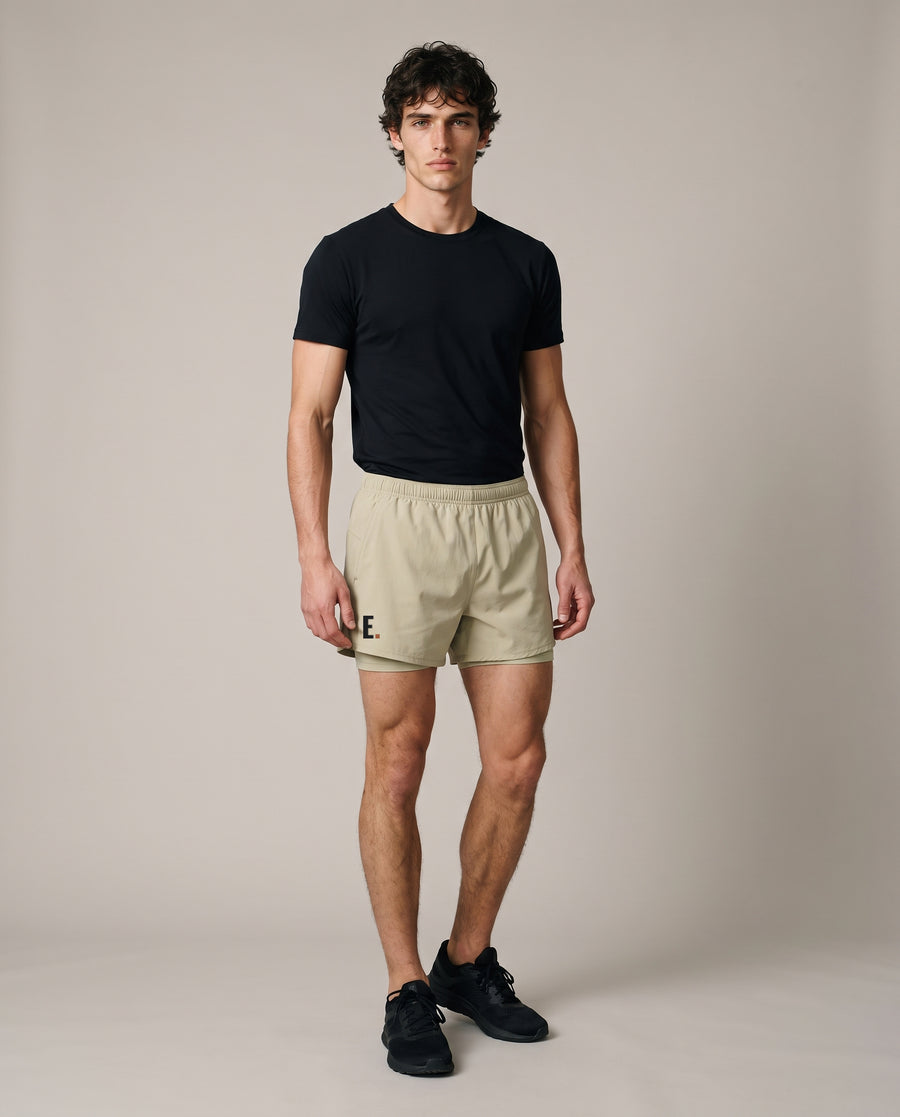 Liner Run Shorts — Pale Khaki