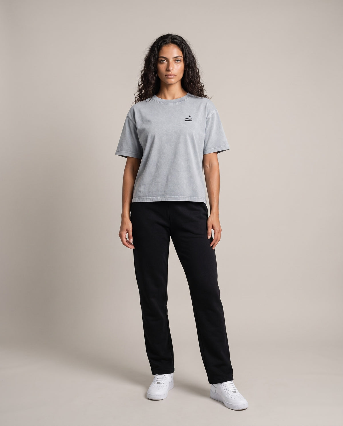 Slow Is A Pace Tee — Light Gray, front, worn by an ENDUR model