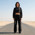 Model wearing the ENDUR Drawstring Straight-Leg Sweatpants, front view