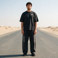 Model wearing the ENDUR Snow Wash Drawstring Pants, front view
