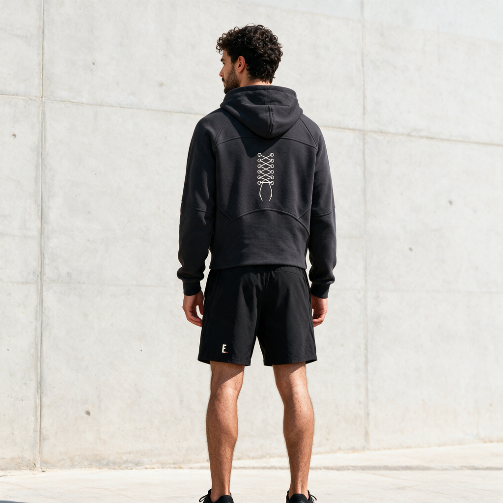 Model wearing the ENDUR Off Day Half-Zip, back view