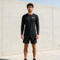 Model wearing the ENDUR Off Day Long Sleeve, front view
