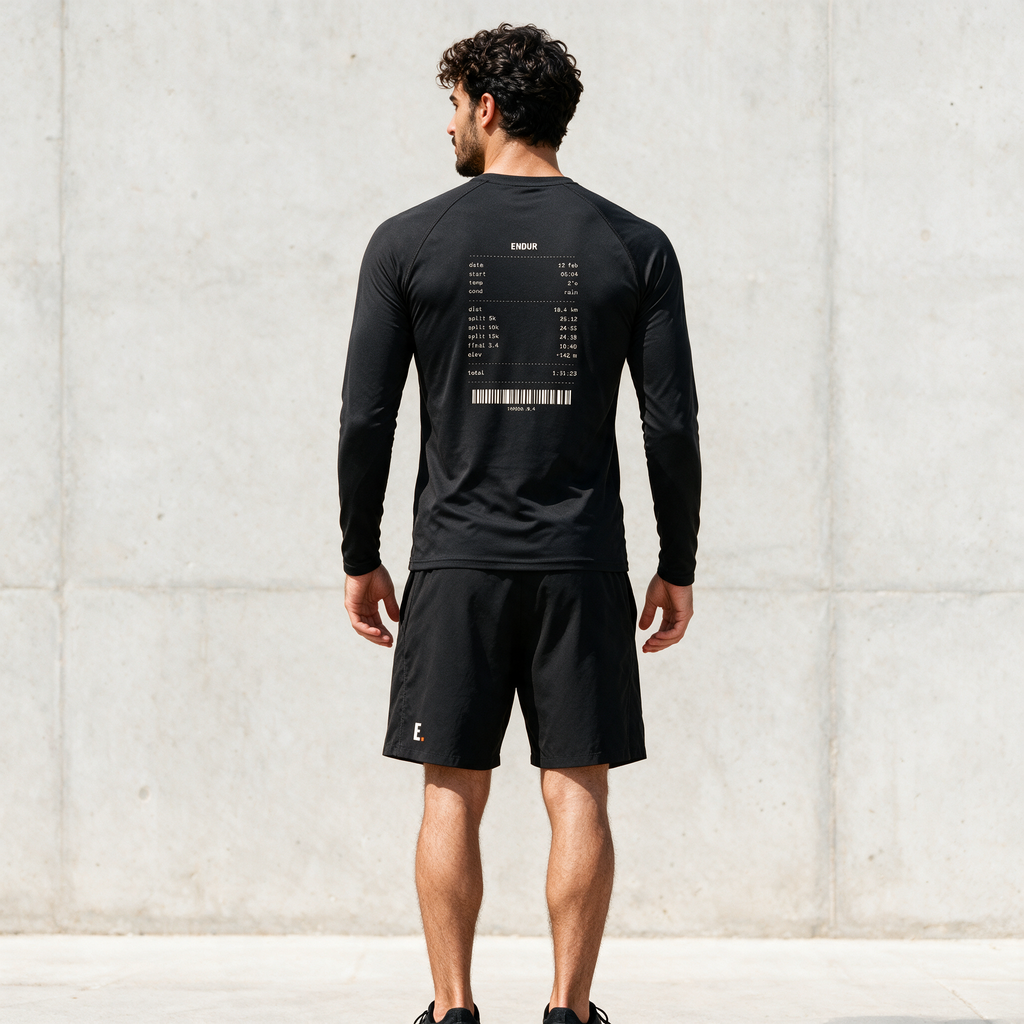Model wearing the ENDUR Off Day Long Sleeve, back view