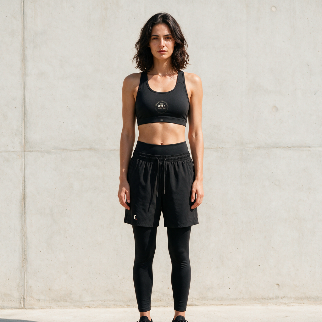 Model wearing the ENDUR Off Day Sports Bra, front view