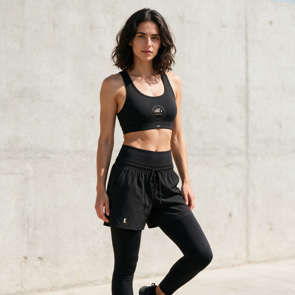 Model wearing the ENDUR Off Day Sports Bra, three quarter view