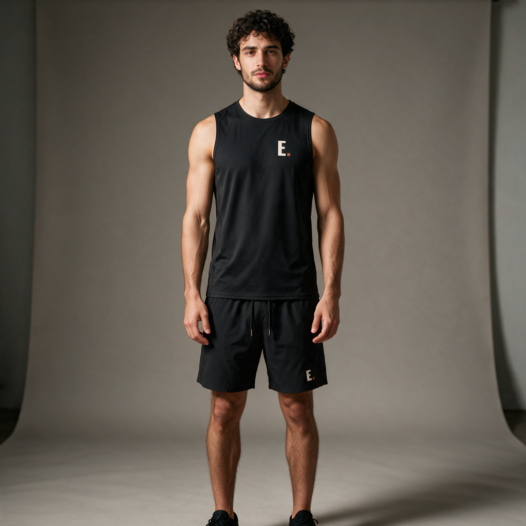 Model wearing the ENDUR Off Day Tank, studio front view