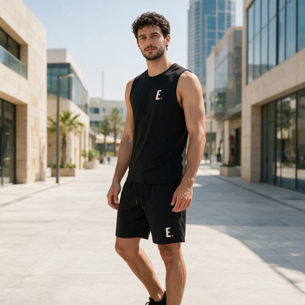 Model wearing the ENDUR Off Day Tank, in Dubai