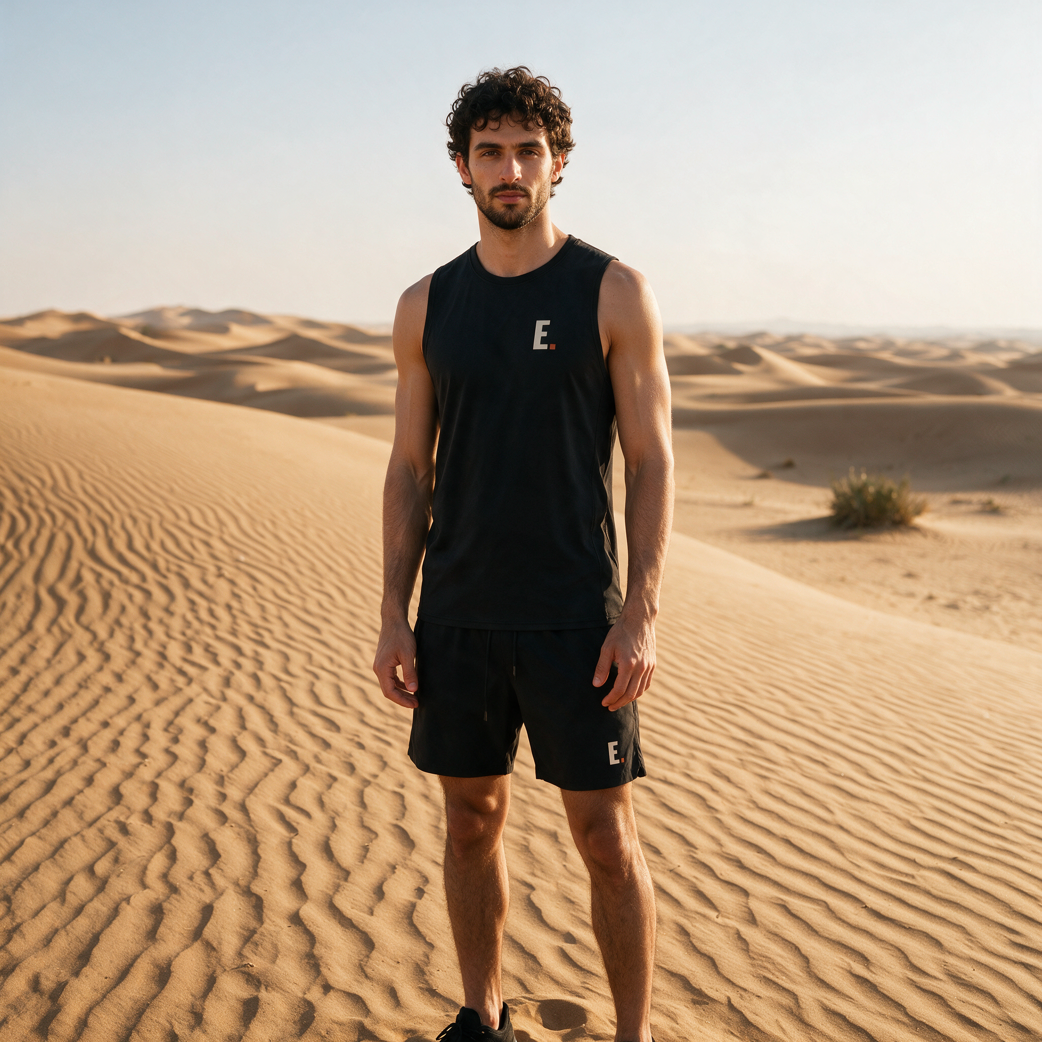 Model wearing the ENDUR Off Day Tank, in the desert