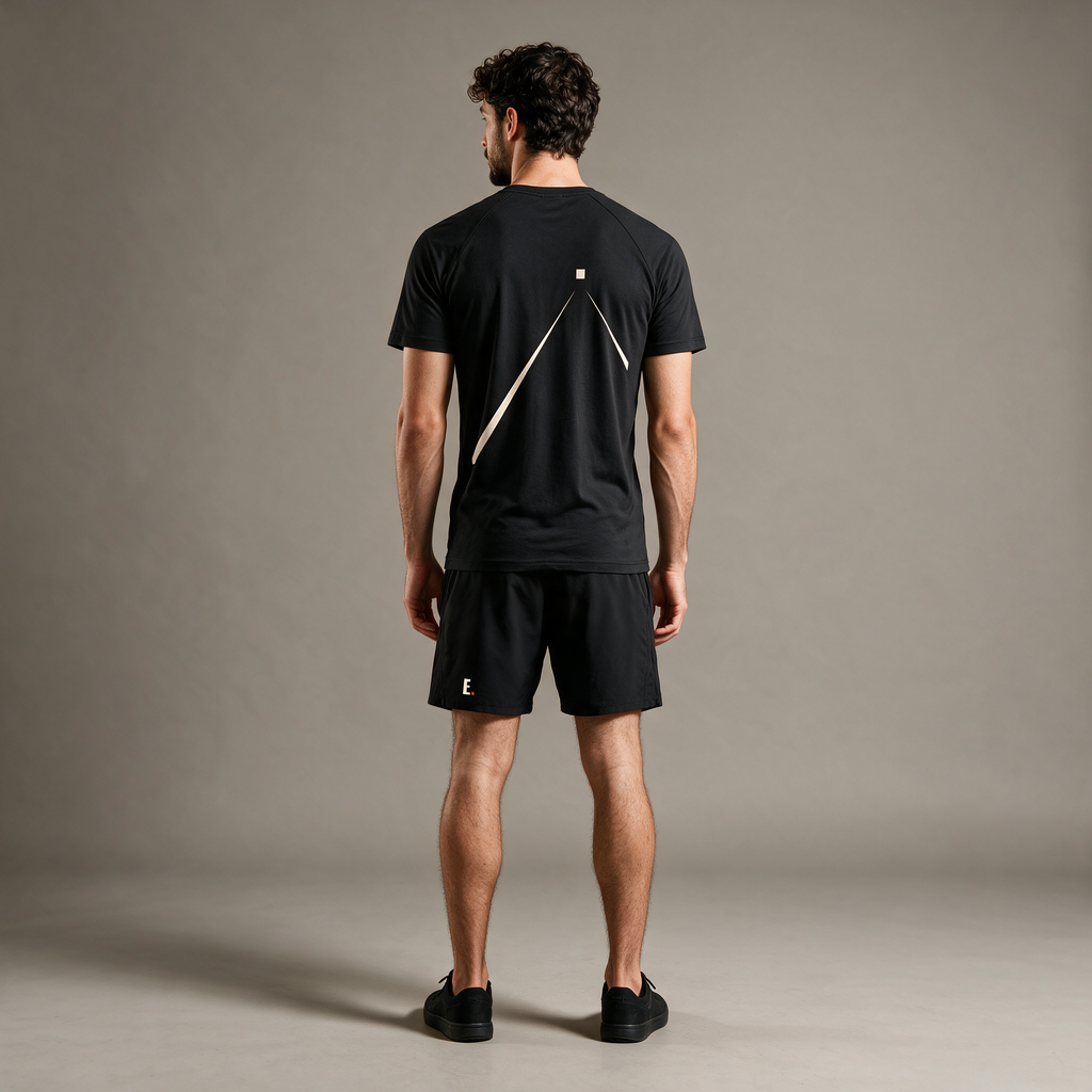Model wearing the ENDUR Off Day Tee, studio back view