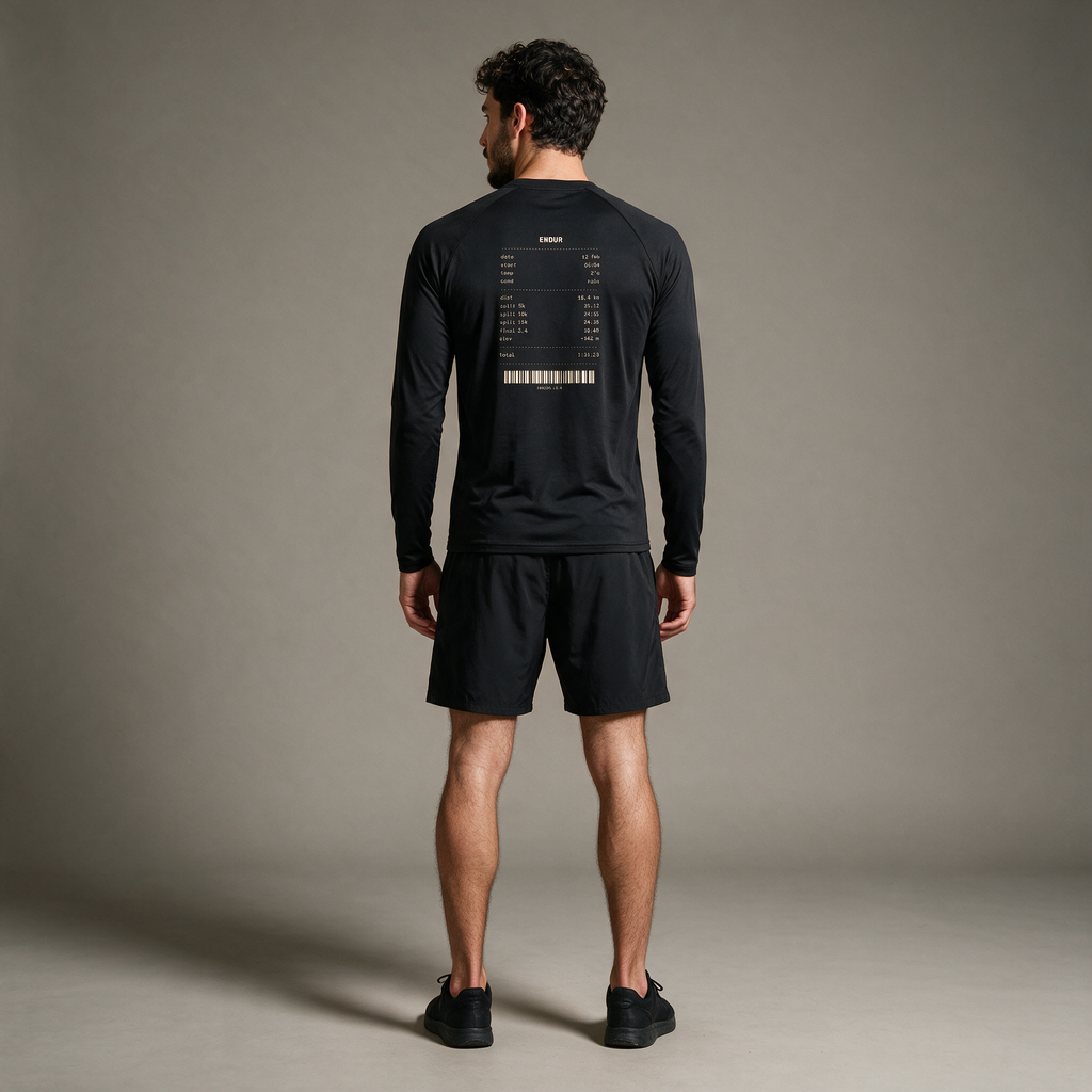 Model wearing the ENDUR Off Day Set, studio back view