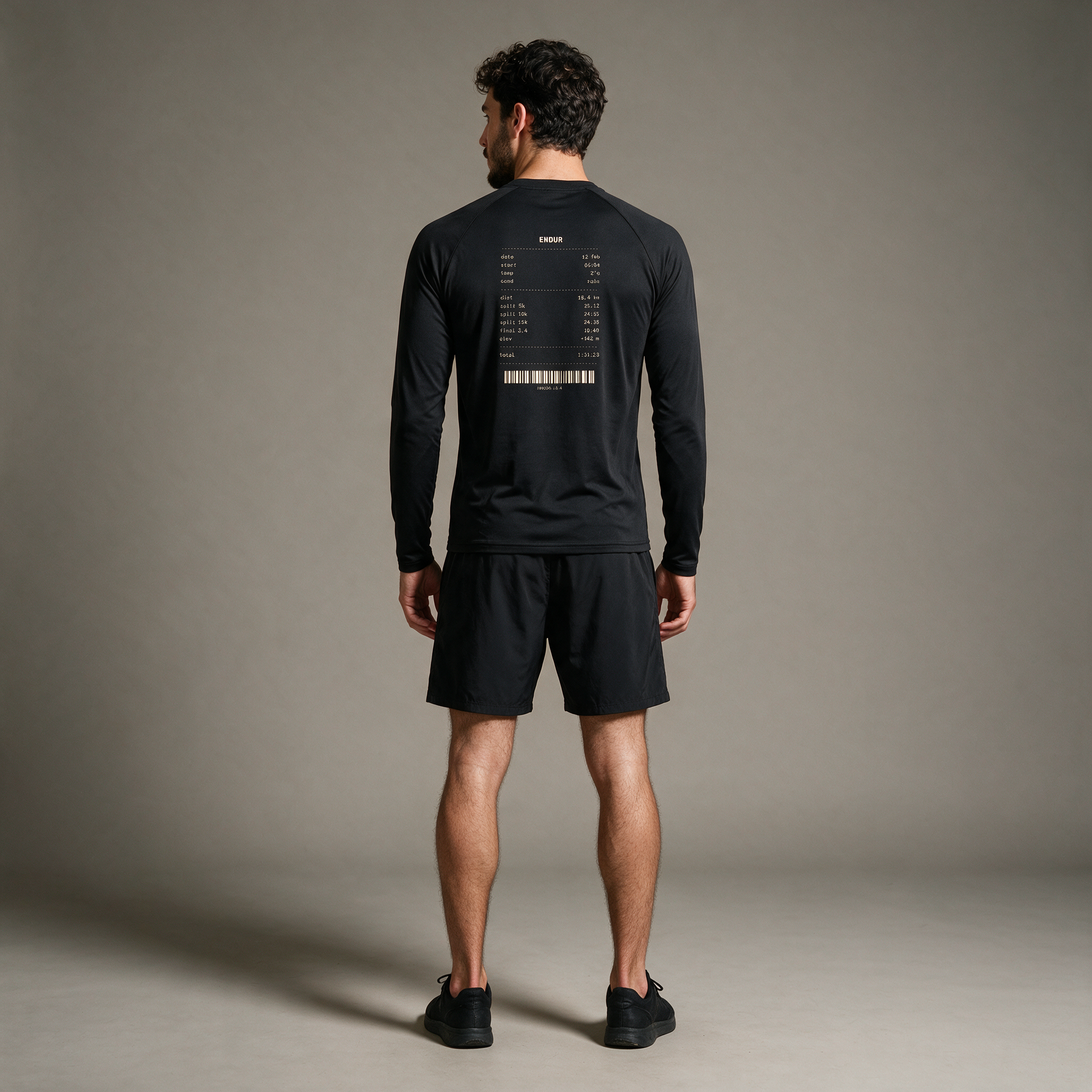 Model wearing the ENDUR Off Day Set, studio back view