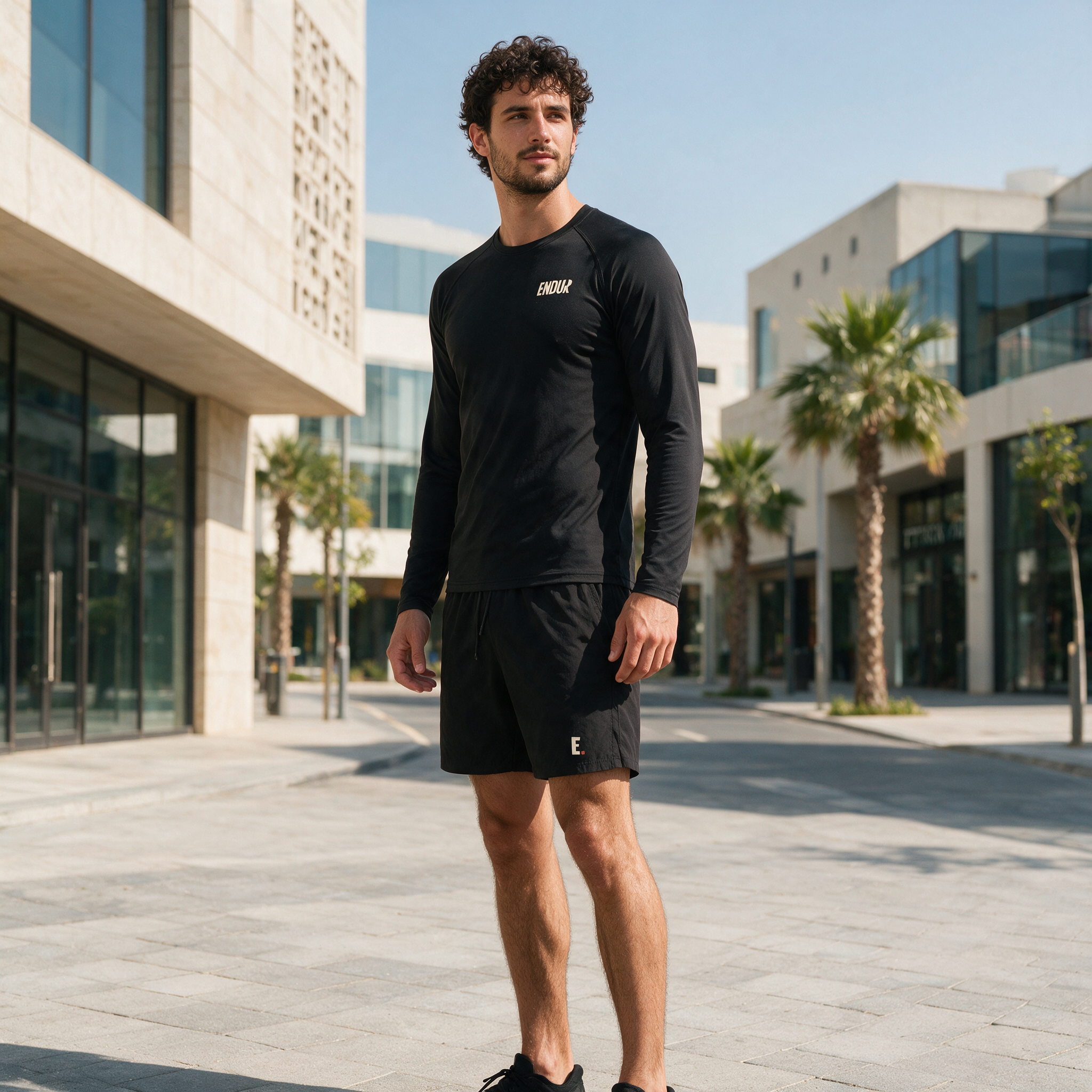 Model wearing the ENDUR Off Day Set, in Dubai