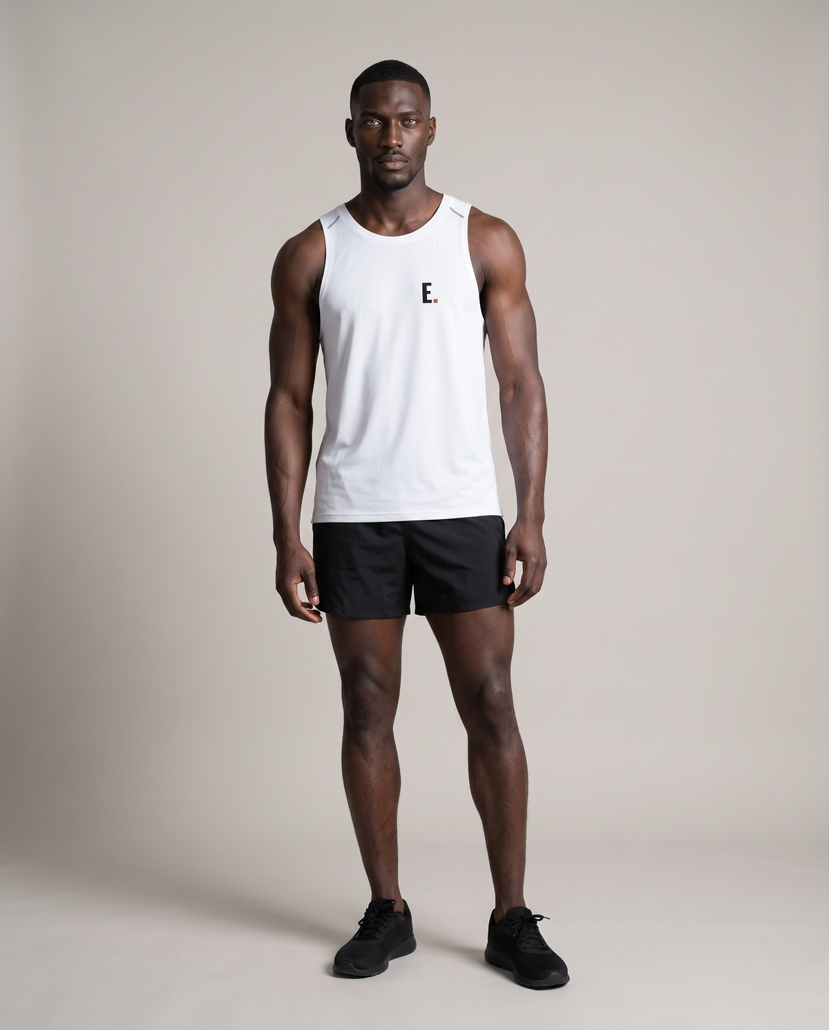 Heat Index Singlet — White, front, worn by an ENDUR model